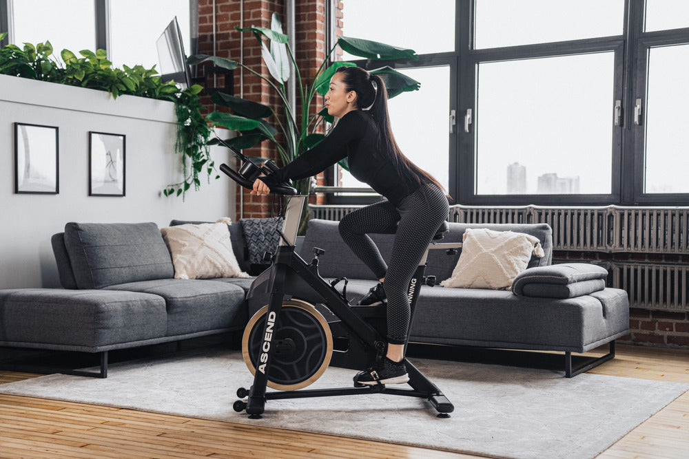 woman on spin bike