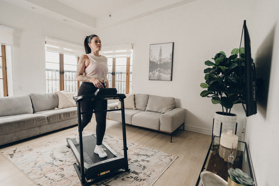 woman jogging on treadmill